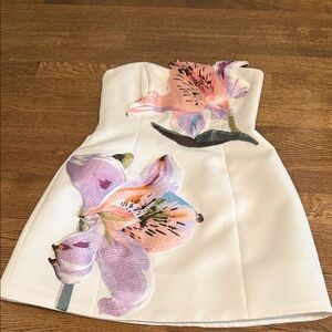 Rosario Appliqué Floral Bustier Mini Dress